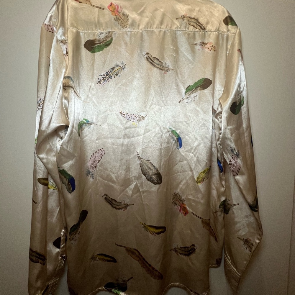 Silk Feather Print Blouse